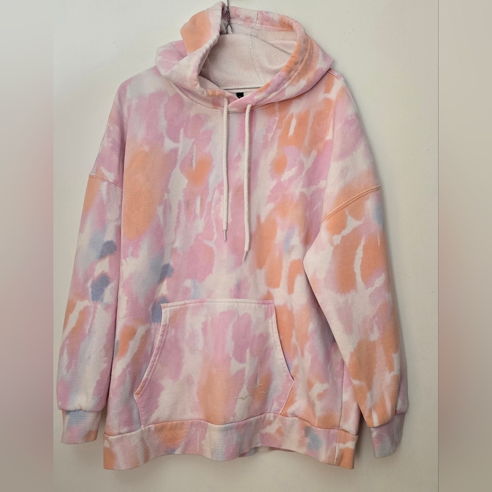 Tie-Dye Pastel Hoodie Sweater - Pink & Peach